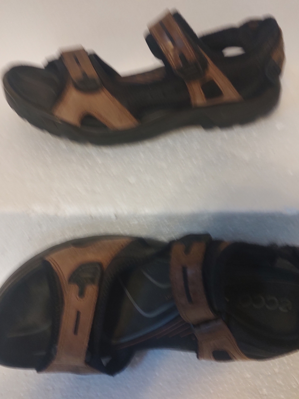 Men's Ecco Brown Leather Sport Sandals - Casual Outdoor Comfort Size 12/46
